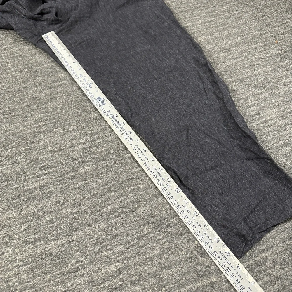 Eileen Fisher Pants Women Large Petite LP Gray Linen Crop Pull On Straight Leg